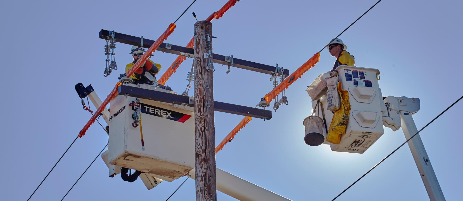Lineman in bucket truck