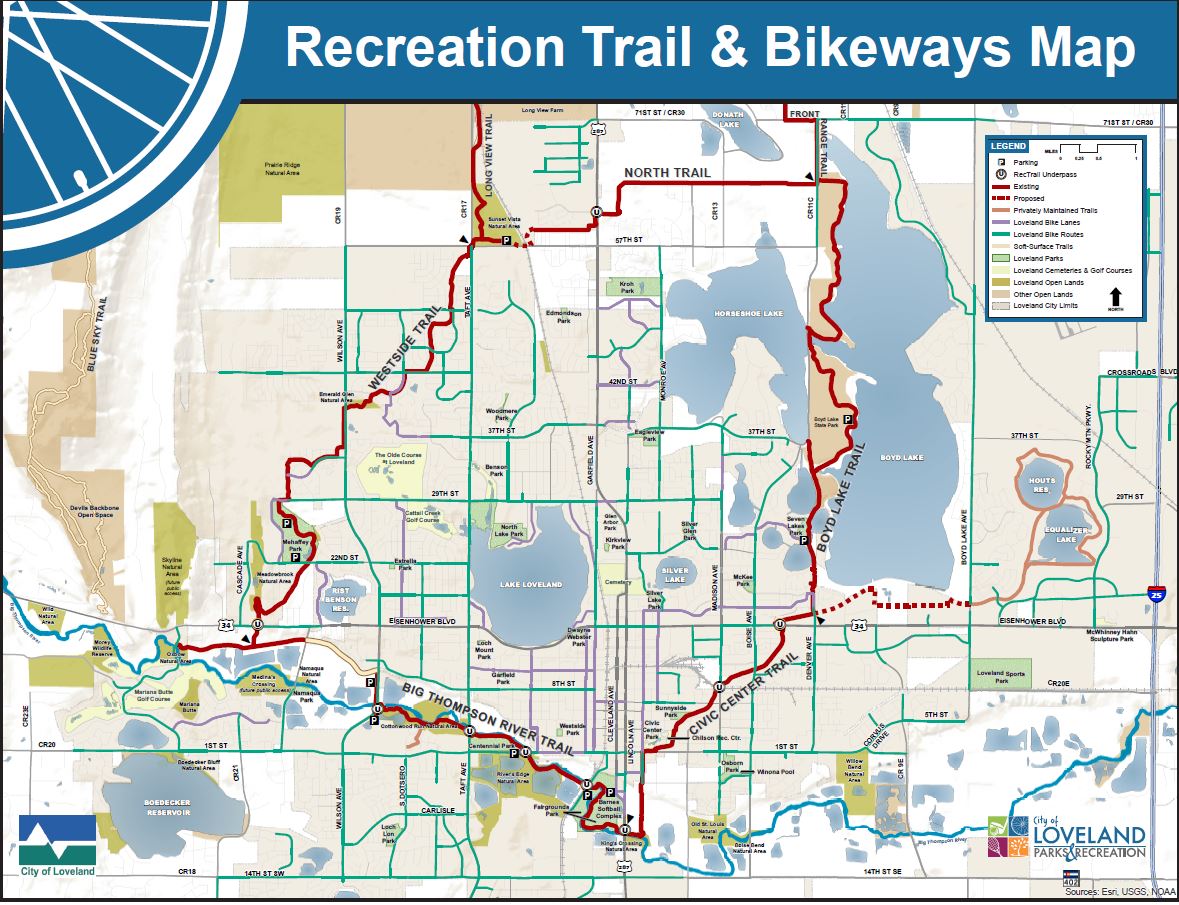 map of Loveland recreation trail and bikeways