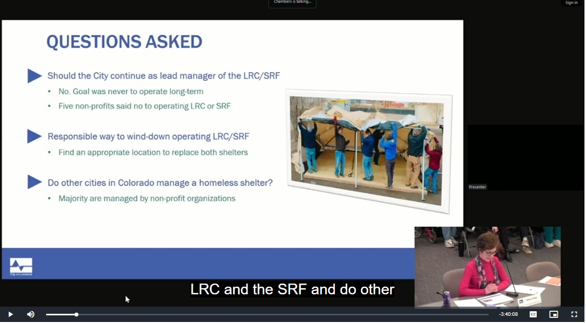 A screenshot of the February 25, 2025 City Council discussion on homelessness. 