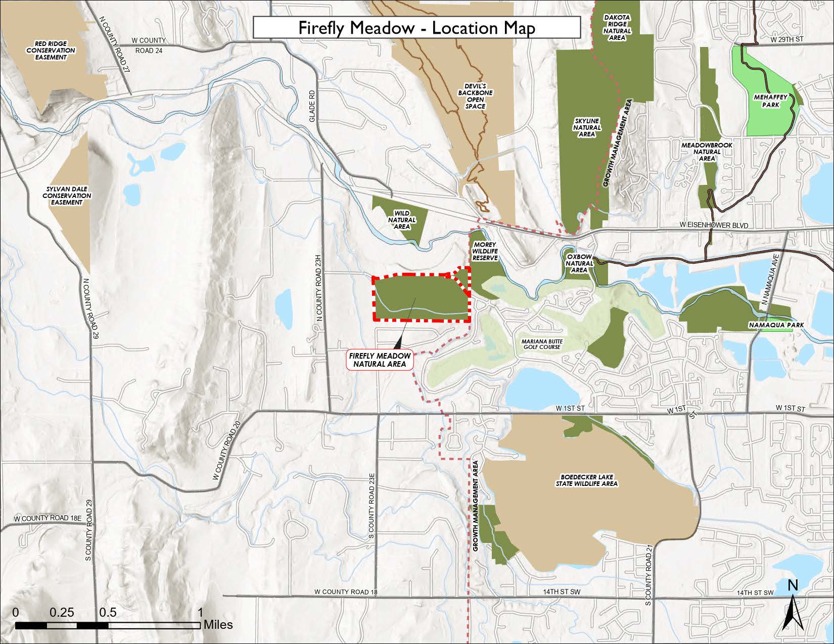 Map showing location of Firefly Meadow Natural Area