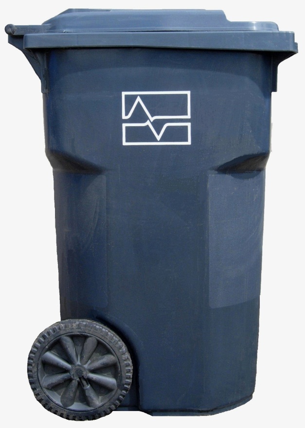 Side view of the 95 gallon trash cart